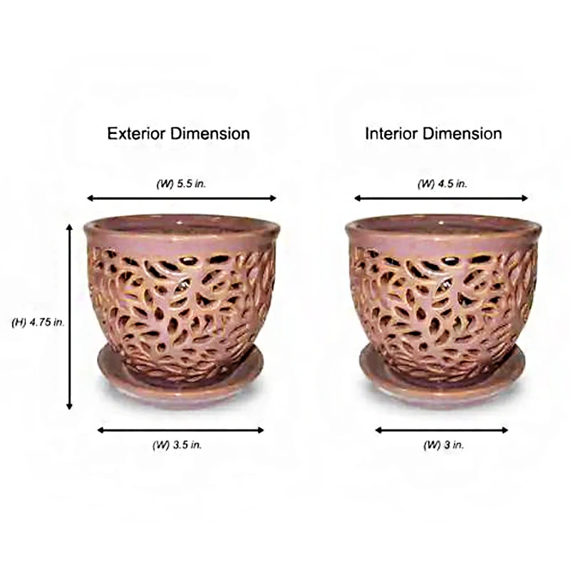 Custom Ceramic Plant Pot Leaf Shape Pierced Flower Pots With Holes
