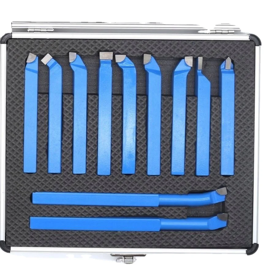 11PCS Metal Carbide CNC Lathe Tools Carbide Brazed Tipped Cutter Tool Bit Cutting Set Kits Welding Turning Tool Holder