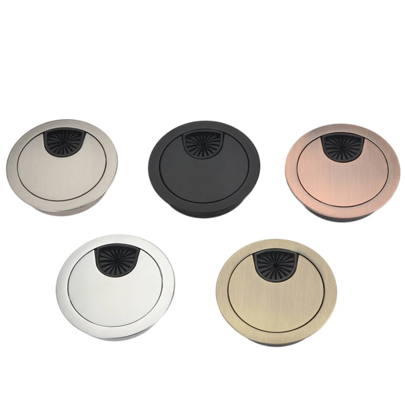 Zinc Alloy Office Computer Desk Wire Cable Manager Hole Cover Furniture Circular Desk Cable Grommet Wire Box