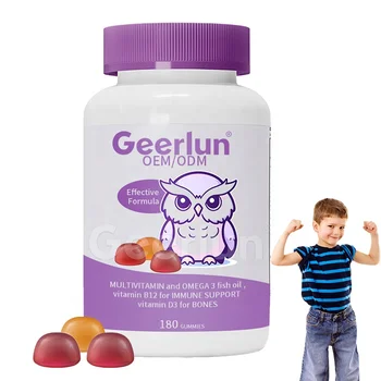 Natural Pectin Kids Multivitamin Gummy Enhance Immune Omega 3 Fish Oil DHA Vitamin B12 Gummies