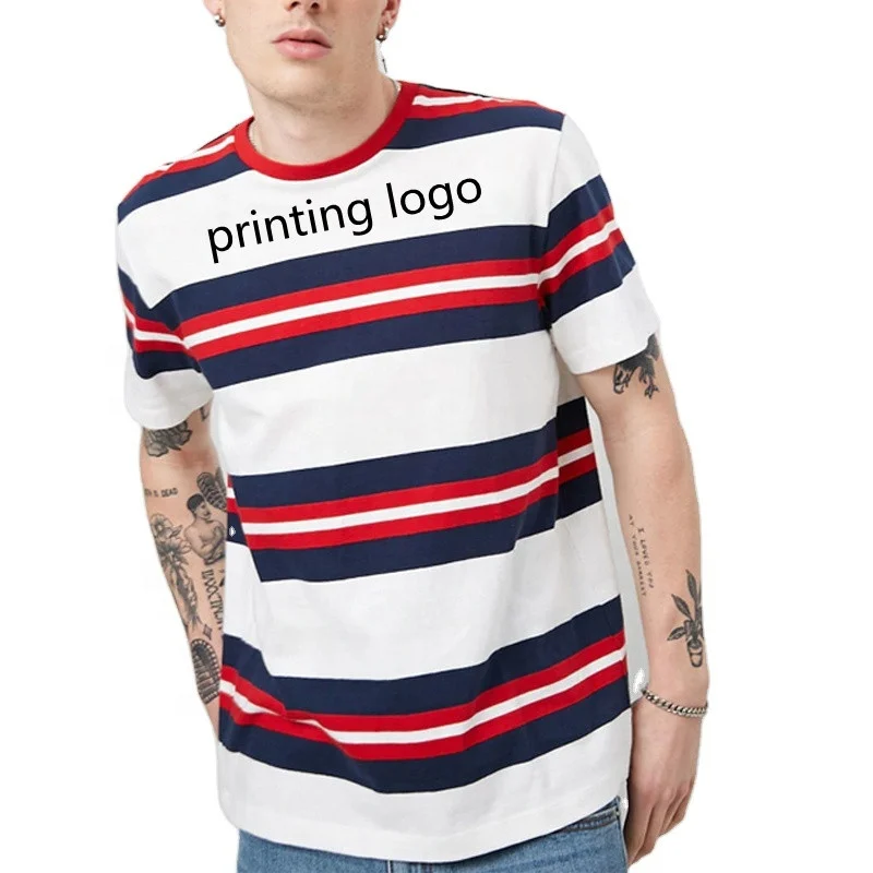 JL1129B Fashion Mens Short Sleeve Multicolor High Quality Striped T Shirt for Men