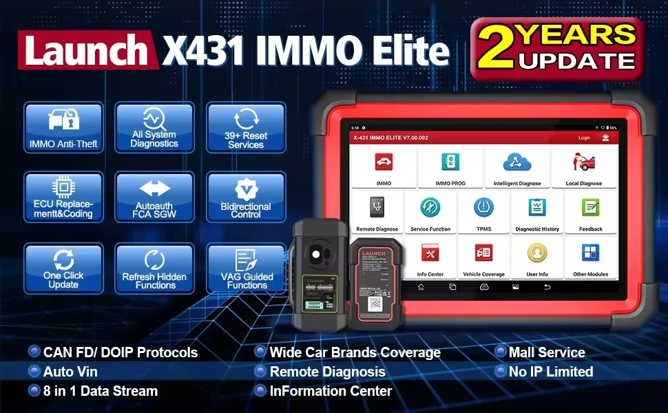 2025 LAUNCH X431 IMMO ELITE Car Diagnostic Scanner Computer Machine Programming Tools Android Bluetooth Worldwide for All Cars