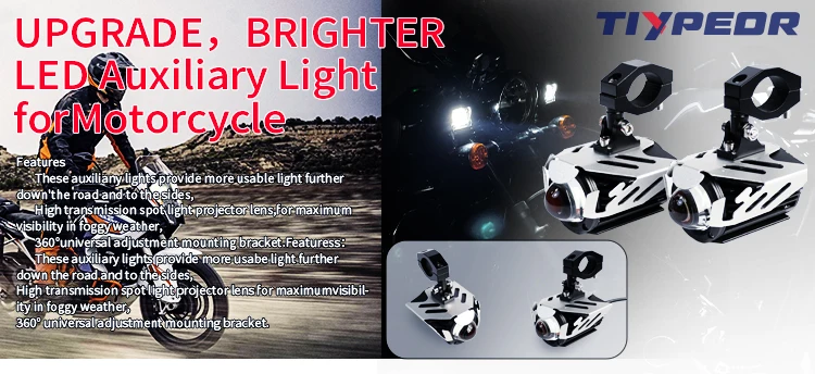 TIYPEOR Wireless Switch Motorcycle Auxiliary Headlight High Power High/Low Beam Super Bright Spotlight Devil Eye For Motorbike manufacture