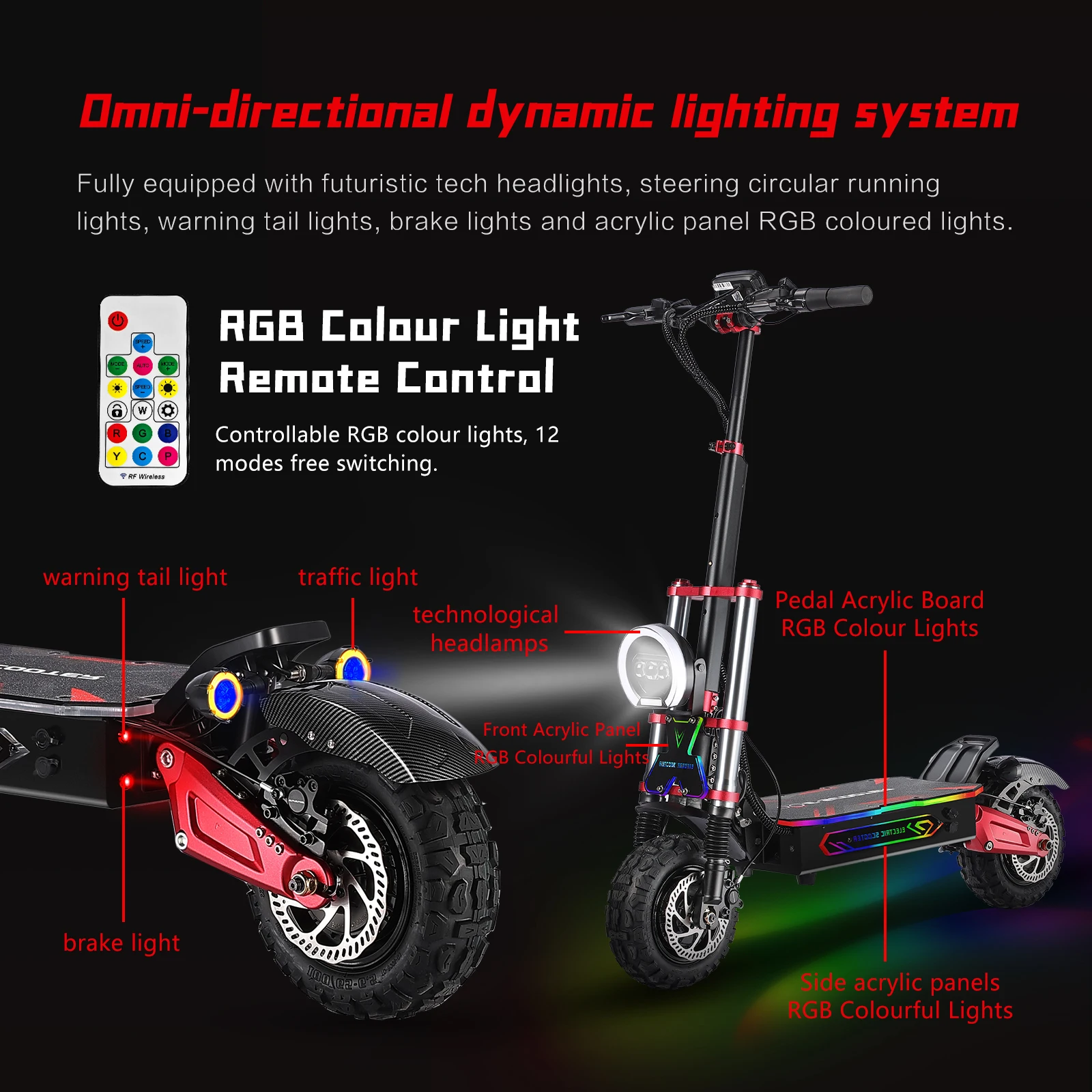 BOYUEDA S5-11 Electric Scooter 6000W Dual Motor 60V 38AH Large Battery 120KM Foldable Human Height Smart Digital Germany/Poland