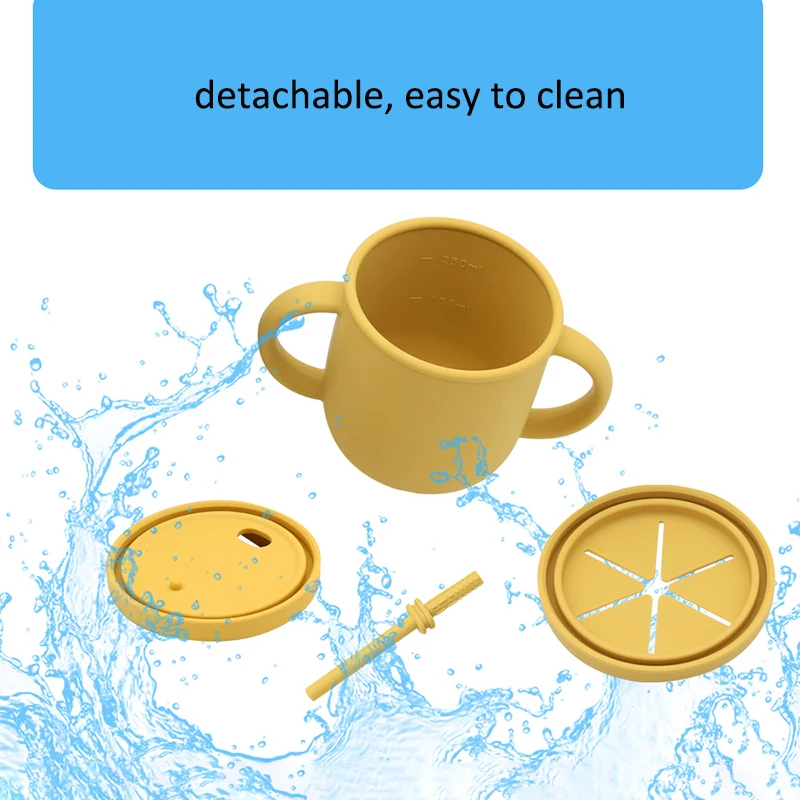 Baby Bottles 3 In 1 Unbreable Leak Proof Silicone 2 Lids Covers Straw