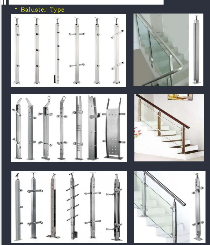 Hot Sale Stainless Steel Satin Finish Baluster Glass Design Railings Stairs/Balcony Glass Banister manufacture