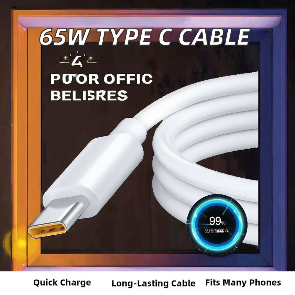 65W USB Type C Fast Charging Cable Braided TPE for C35 6 7 8i 8 9 Pro GT 2 Neo A94 5G Reno4 Z