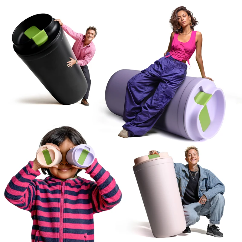Modern Newest Design 18/8 Stainless Steel Coffee Cups 16oz Leakproof Insulated Reusable Mug With Slide Lid