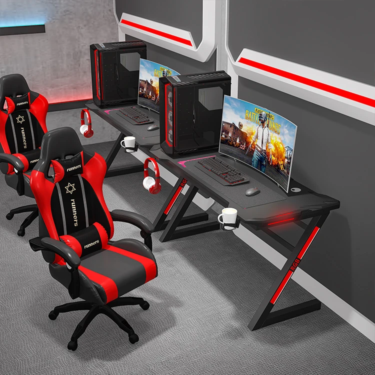 
Оптовая продажа, Высококачественная современная мебель для дома, RGB-подсветка, компьютерный стол, игровой стол 