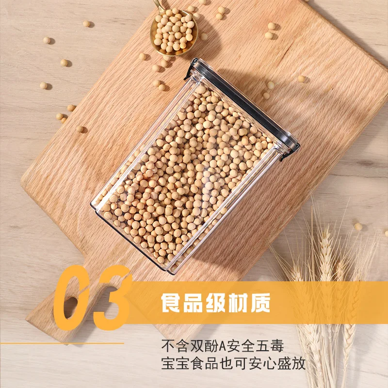 PET Plastic Food Sealed Storage Box with Bamboo Lid Coffee Beans Kitchen Storage  Containers Kitchen Container