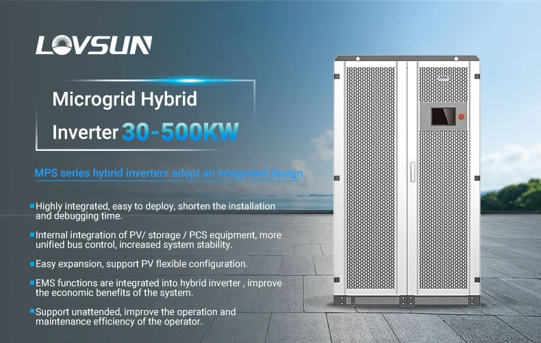 2023 hot sale 30kw~500kw Hybrid Solar System Inverter Megeravo Mps 30kw 50kw 100kw 150kw 250kw 500kw On/off Grid Hybrid Inverter factory