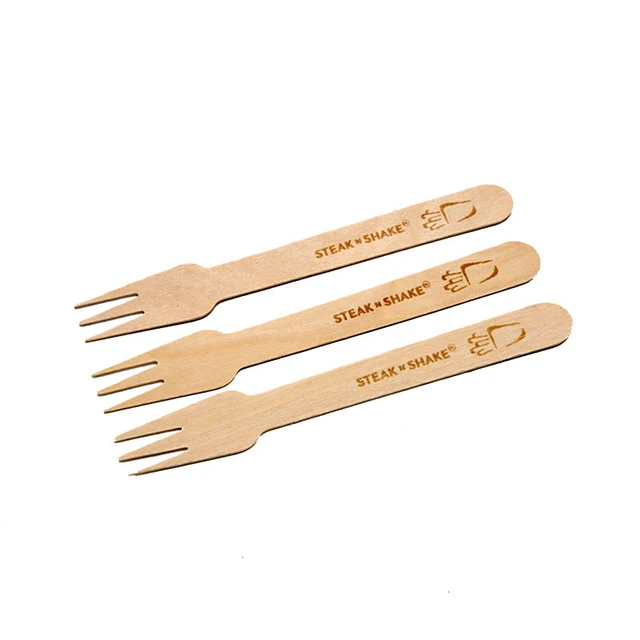 High Quality Disposable Mini Printed Birch Solid Wooden Forks Teeth Spoons Knife