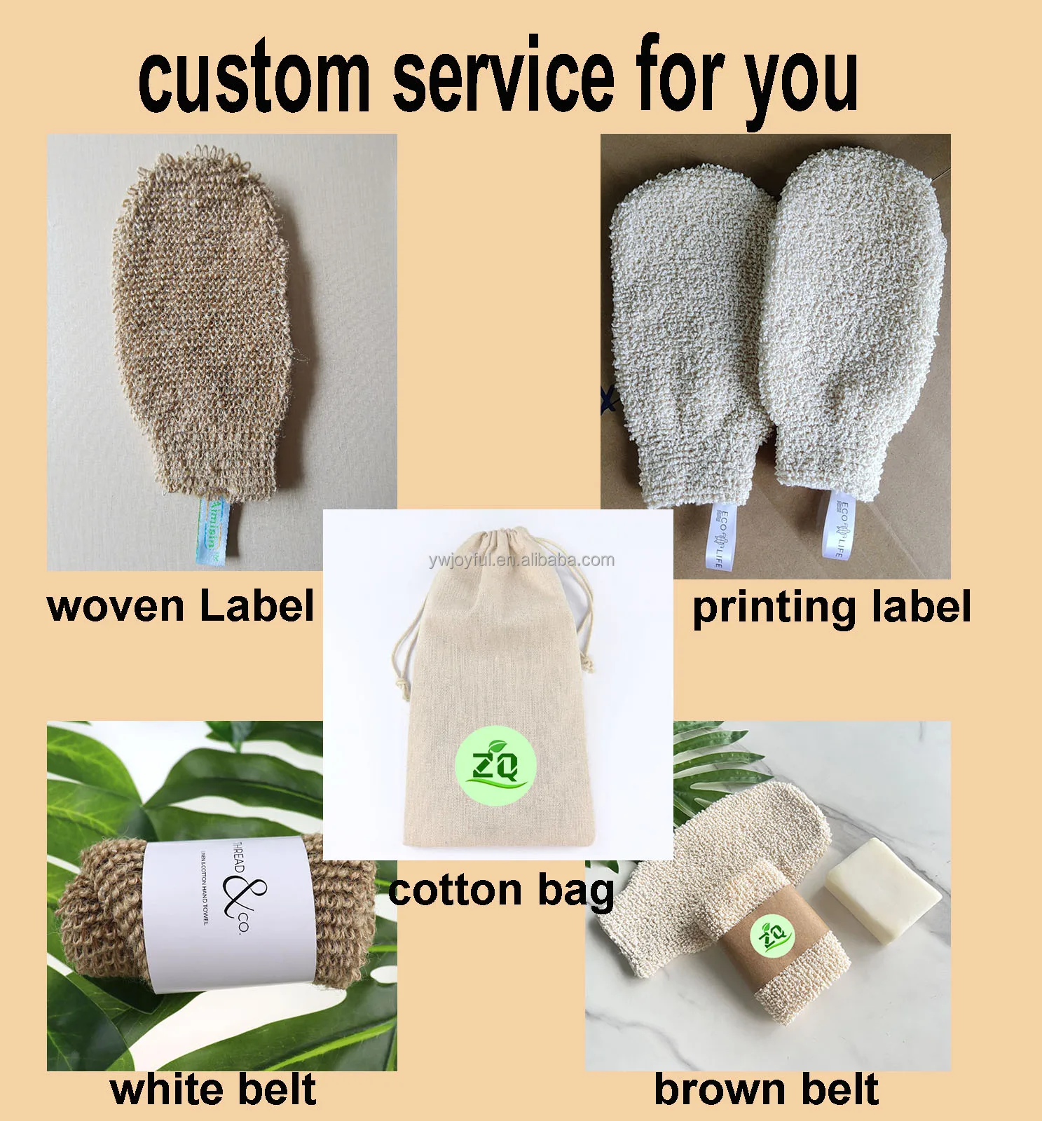 Eco Friendly Natural Reusable Exfoliating Jute Ramie Fiber Bath Glove Shower Sisal Mitt Soap