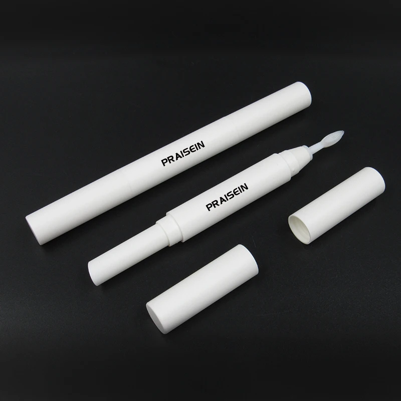Praisein Wholesale Custom Plastic Eyebrow Styling Cream Tube with Brush 2 in 1 White Round Eyebrow Cream Packaging Tube