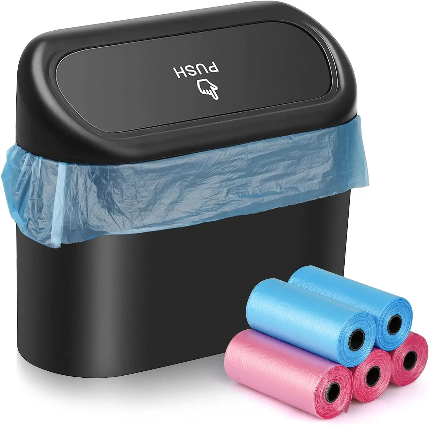 QEEPEI Small Car Storage Box with Rubbish Bag Multifunctional Automotive Garbage Cans Multicolor hang Suv Can Trash Bin