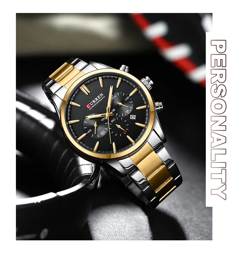 8446 Новые Роскошные Кварцевые наручные часы с хронографом, повседневные спортивные многофункциональные часы из нержавеющей стали