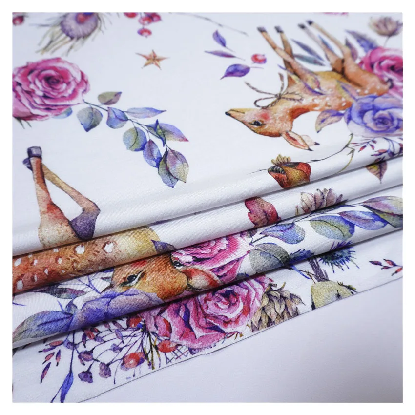 Мягкая на ощупь пользовательская цифровая печать 95 бамбук 5 спандекс бамбуковое волокно