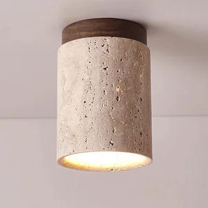 Wabi Sabi Decor Ceiling Lamp Foyer Balcony Corridor Yellow Travertine Downlight E27 Hotel Home Stay Restaurant Marble Lights