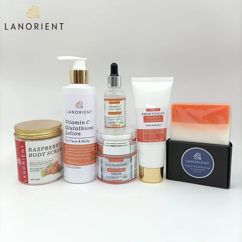 lanorient glutathione LANORIENT L-Glutathione Vitamin C Natural Organic Best Moisturizing  Whitening Bleaching Face Boby Cream for Dark Skin Set