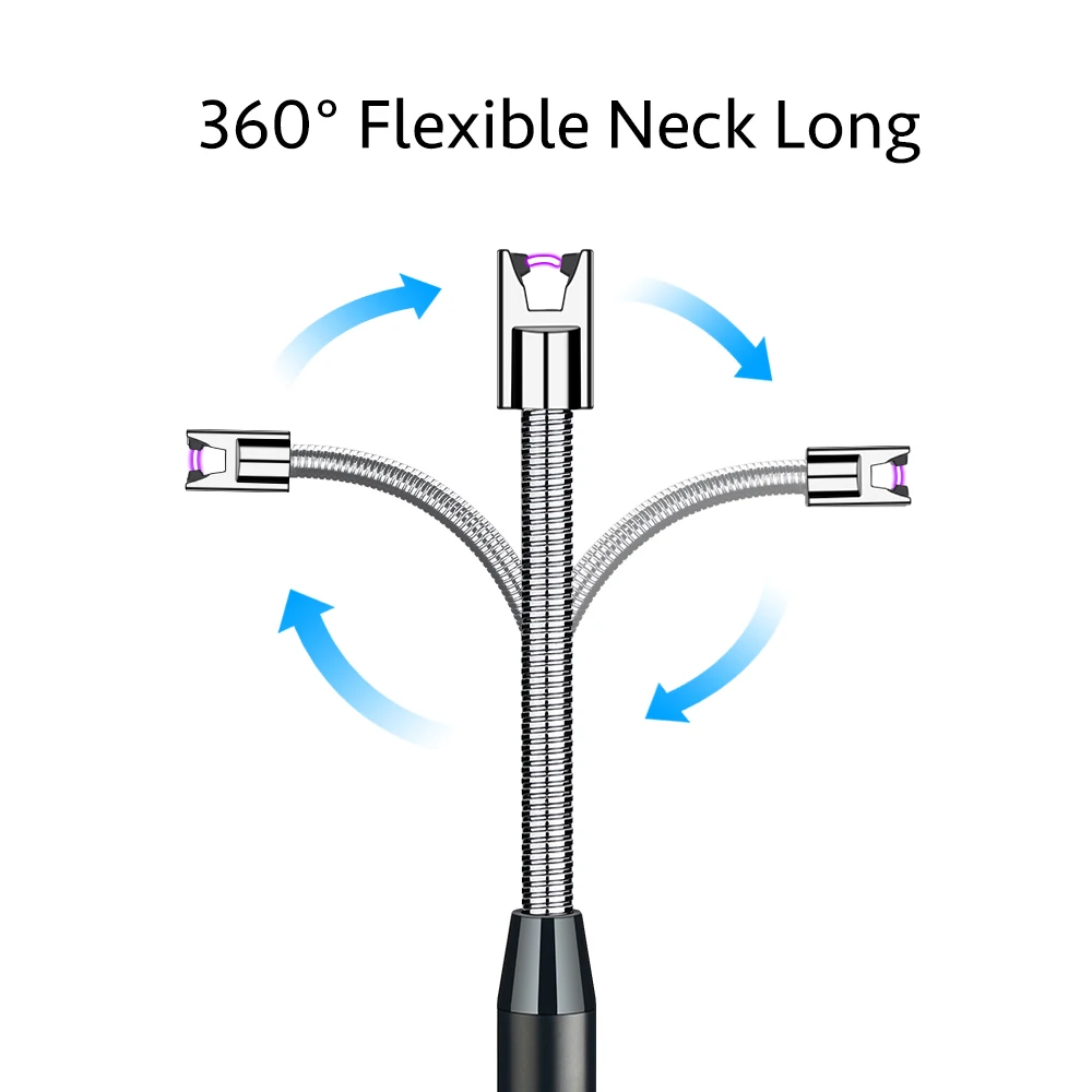 Custom Wholesale Long Stick Flameless Plasma Candle Lighter Flexible Rechargeable Electric Arc