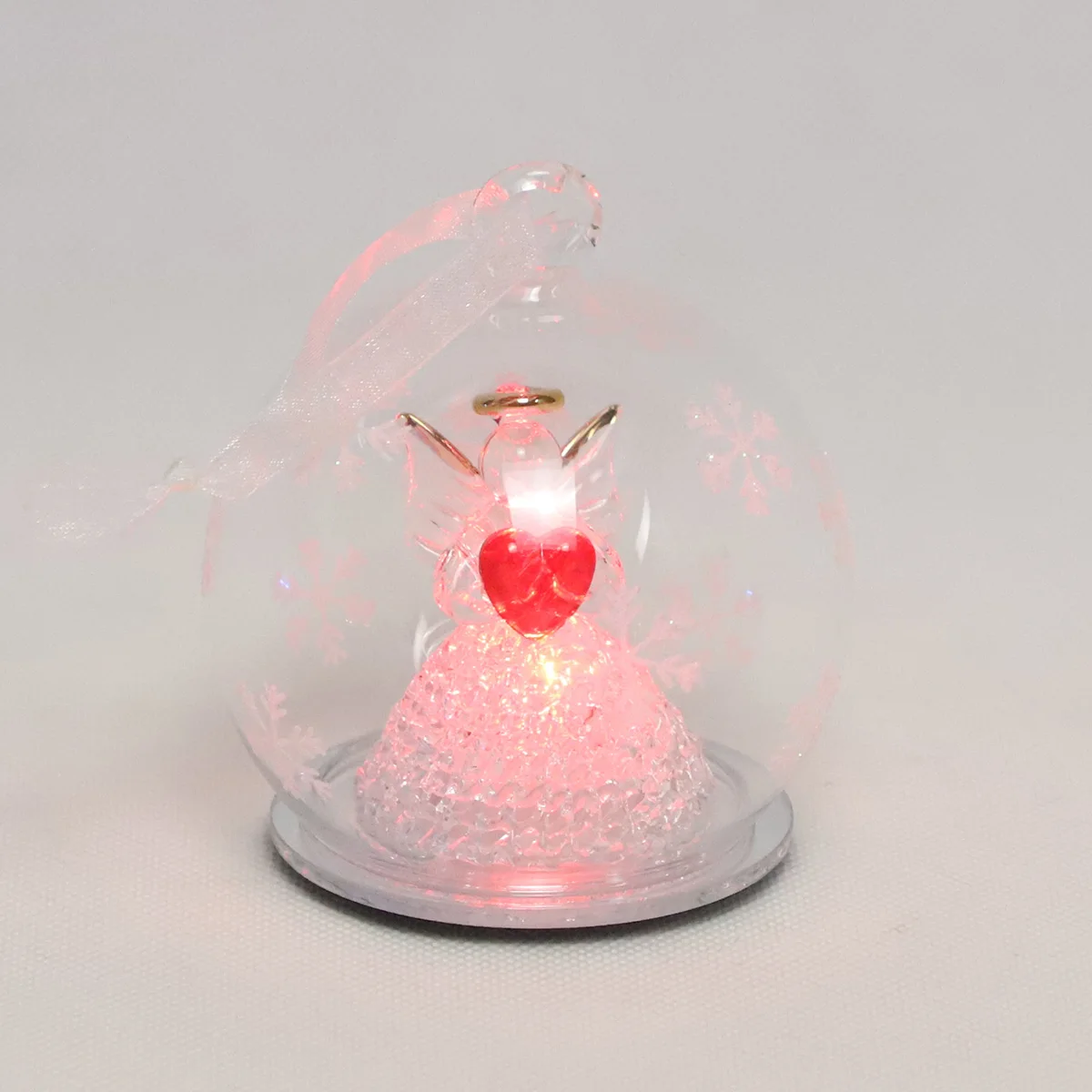 Color Changing LED Glass Ball Led Decorative Ornament Lighted Glass Christmas Angel Holding Star Snow Globe Decoration