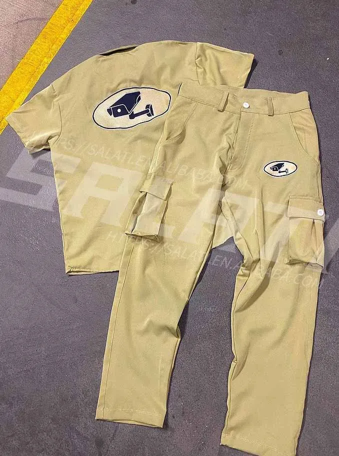 Custom Matching Sets Men Short Sleeve Tshirt Print Men Cargo Summer Two Piece Outfits Pants Set gallery 4