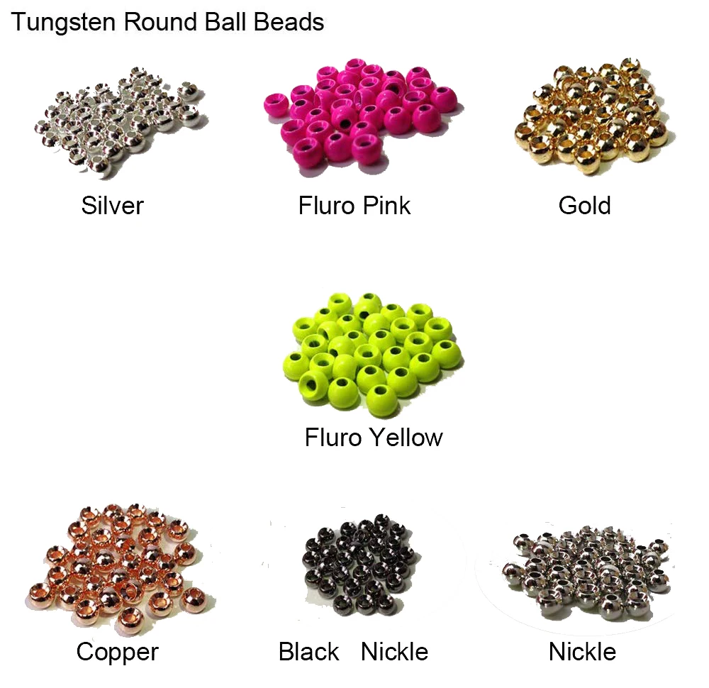 Think Fast Think Deep Aventik 50pc Tungsten Beads Round Ball Beads Fly Tying Materials 7 Colors Nymph Streamer 5 Sizes Fly Fishing 