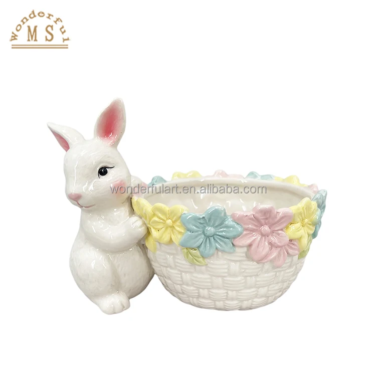 Oem rabbit flower seasoning dish Shape food Holders 3d Style tray vegetable teapot Ceramic porcelain salad  plate