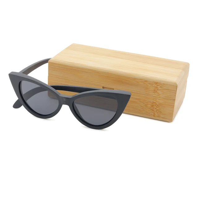 2024 Polarized UV400 Wood Frame Vintage Women Cat Eye Bamboo Sunglasses Original Design