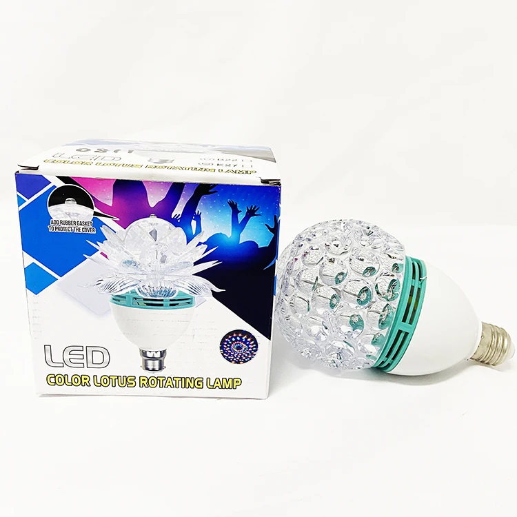 Colorful Auto Rotating Rgb Led Bulb Smart Stage Light Party Lamp Disco Crystal Magic Ball Club DJ Lights Lotus Rotating Lamp