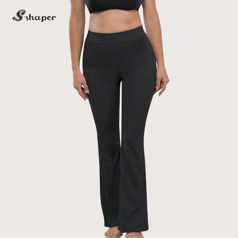 S-SHAPER Grande Taille Unie Bottine Coupe Évasée Leggings de Fitness Sous-vêtements Moulants Pantalons de Sport Musulmans Pantalon Sauna Yoga