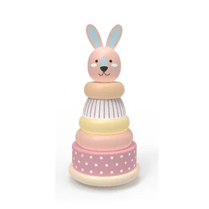Kids Toys Unisex Educational Rabbit Tower Toy Durable Wood Toys for Kids 12M+