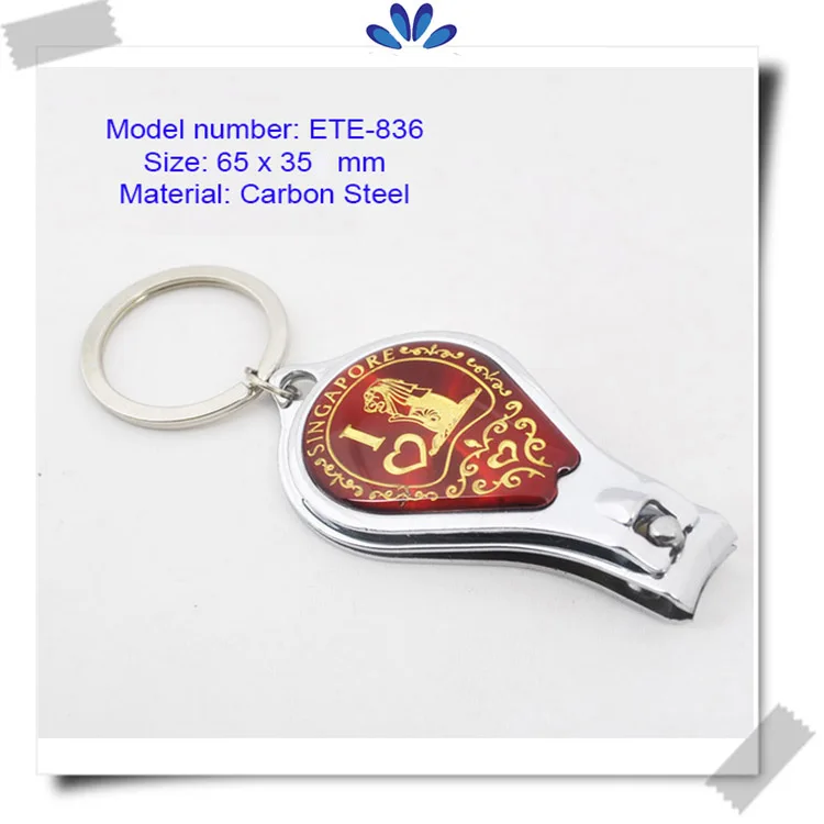Cheap Custom Gifts Nail Clippers Key Chain Printing Logo Key Ring With Bottle Opener Nail Clipper