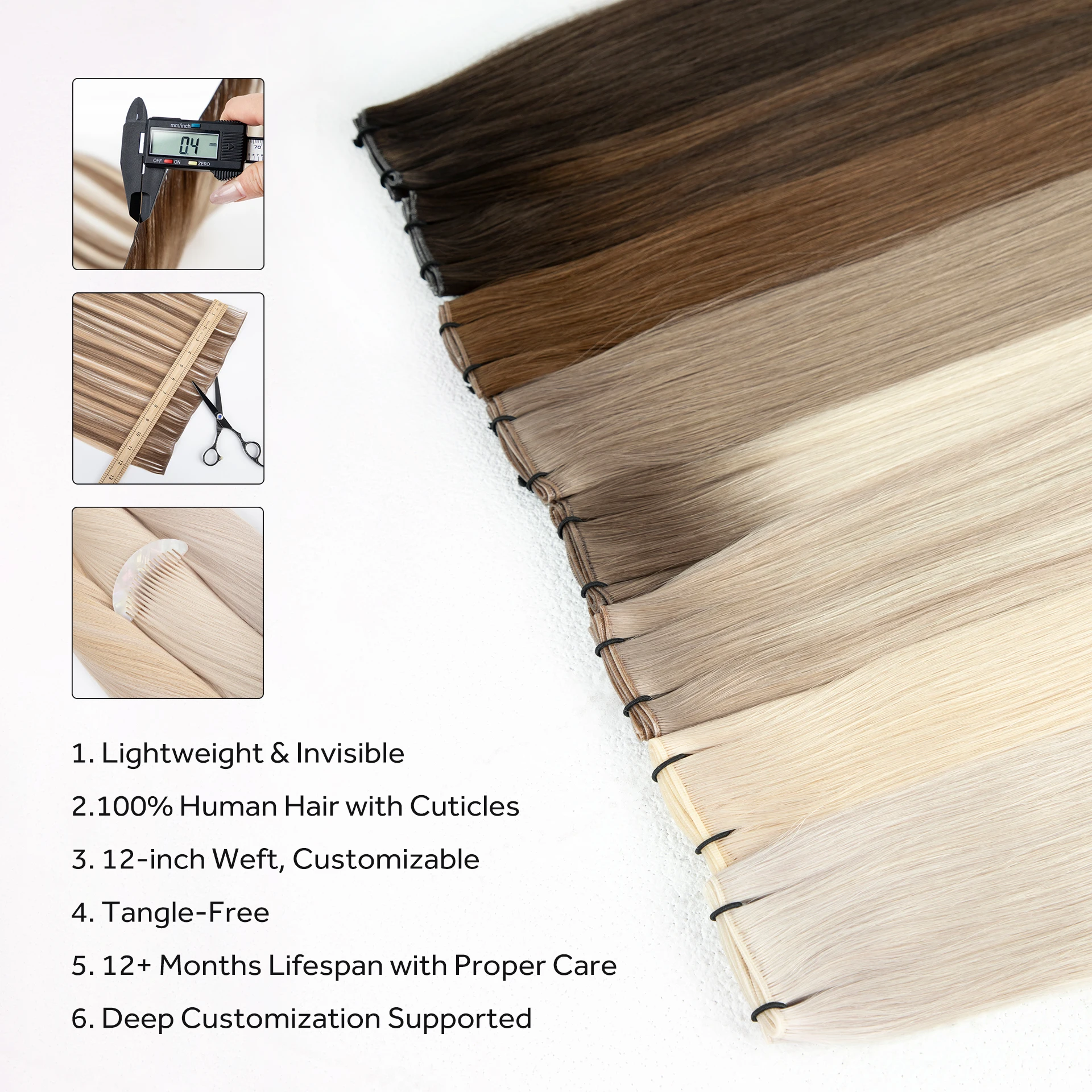 product leshine 100 real remy hair extensions new arrival salon fashion european hair double drawn genius weft-1