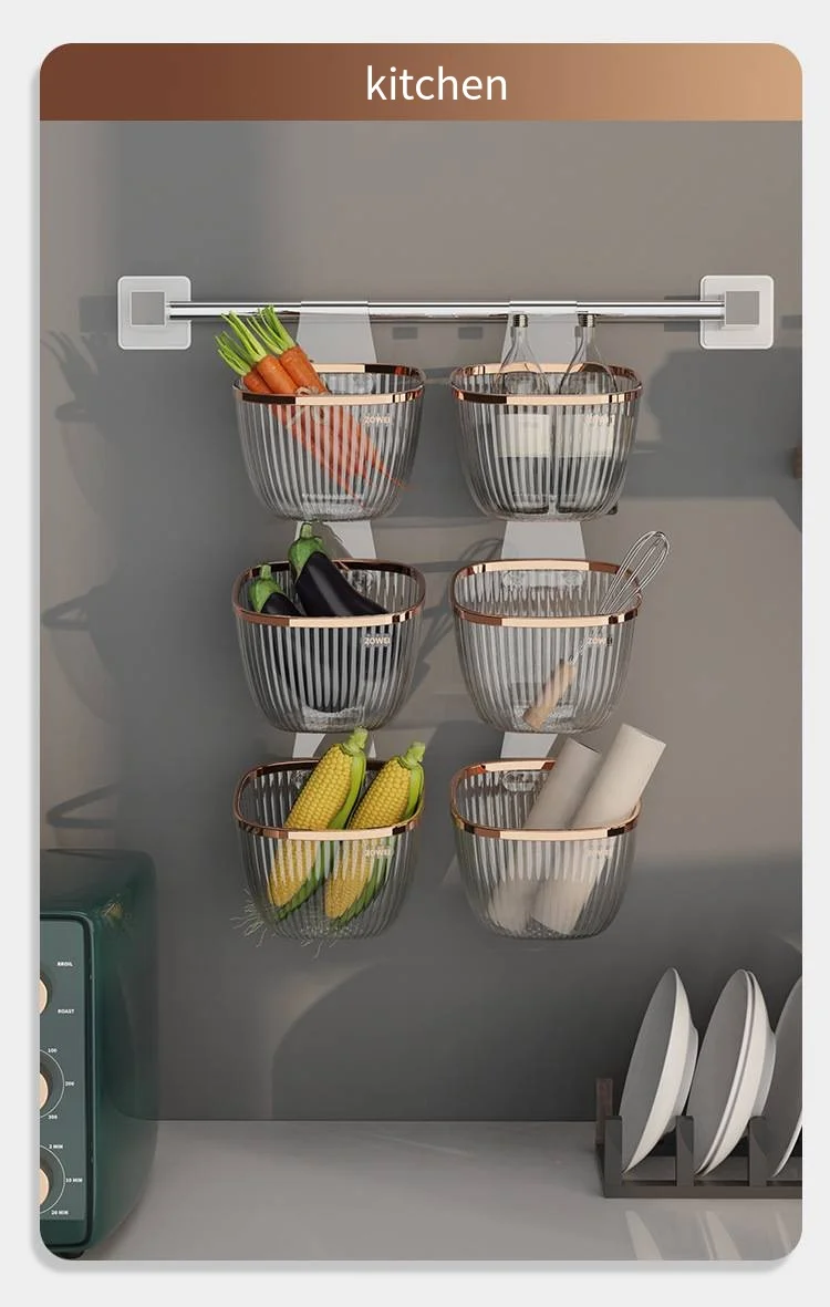 Kitchen ginger garlic hanging basket bathroom multi-layer drain storage basket household wall hanging shelving sundries storage details