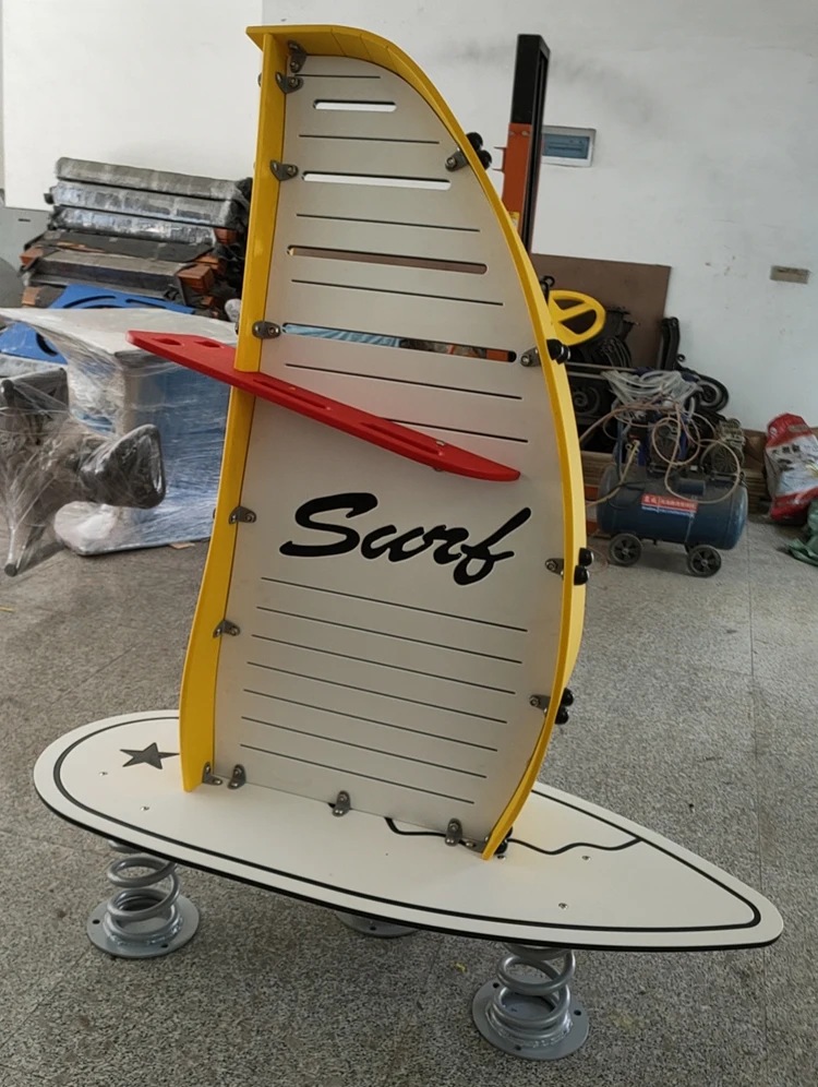 High-quality New Children's Spring Horse PE Sailboat Shake Outdoor Playground Seesaw Play Equipment.