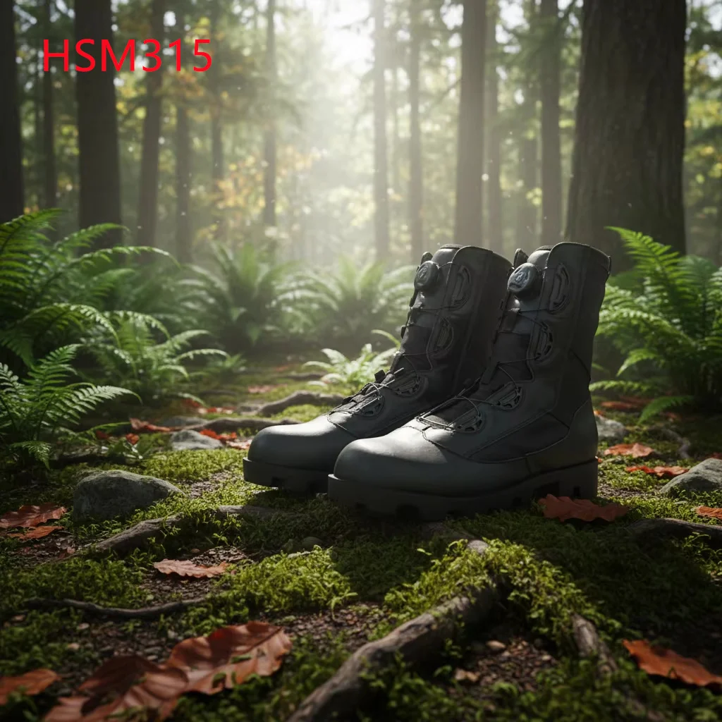 HY,Any Terrain Indestructible Outsole with Stitching Combat Boots Indonesia Rotary Buckle Design Quick Fit Tactical Boots HSM315