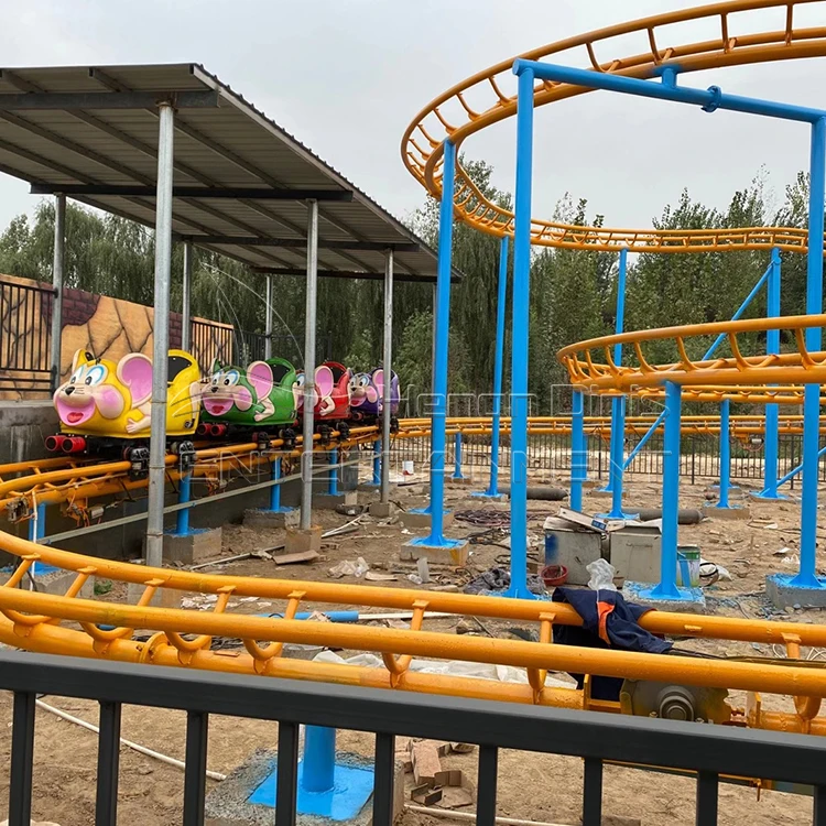 High Quality Factory Price 10 Seats Small Roller Coster Kids and Adults Amusement Fair Attraction Crazy Mouse Roller Coaster