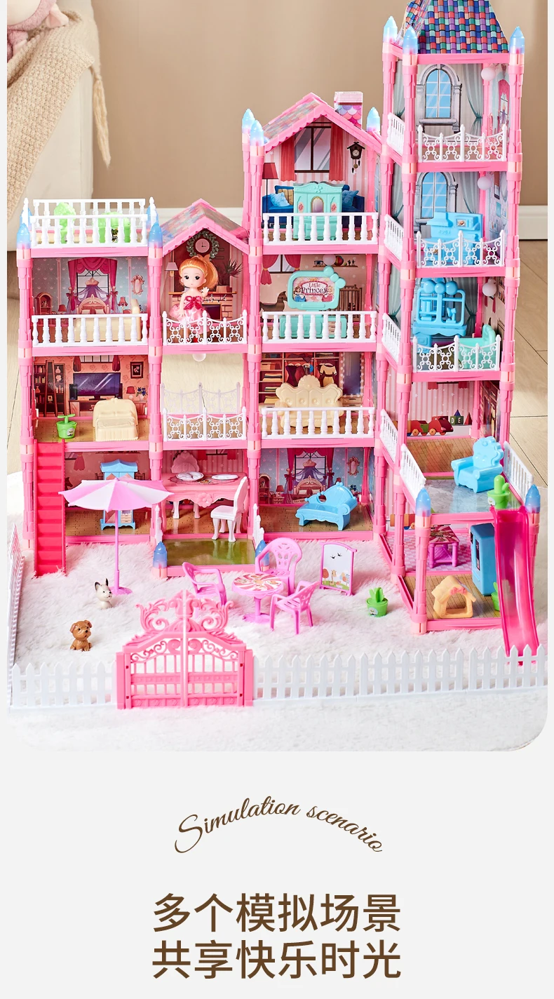 Little Dollhouse With Pet Furniture Pet House Toy With Mini Dog Plant