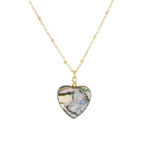 Personalisable Stainless Steel Unisex Heart-Shaped Zircon Pendant Necklace with Natural Shell Trendy Anniversary Jewelry