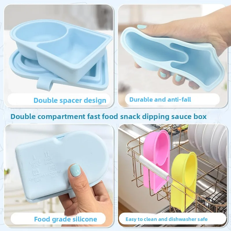 Portable Snack Container with Lid Mini Heatable Microwavable New Silicone Food Snack Box Dipping Sauce Container for Lunch Boxes manufacture