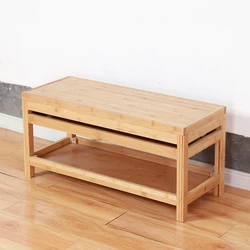 OEM Multifunction Living Room Stool Bamboo Shoes Rack Indoor Bench Entrance Seat Sofa With Storage Holder Hidden Drawer