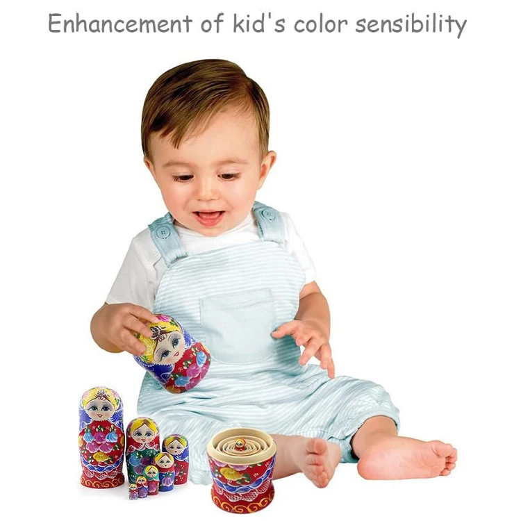 Детские развивающие игрушки русские гнездовые куклы рождественские подарки на день рождения деревянный набор для укладки 5 шт. кукла