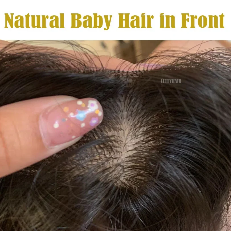 Topper per capelli umani vergini con meches piano 4 clip in capelli lisci base in seta per donne_voghion.com