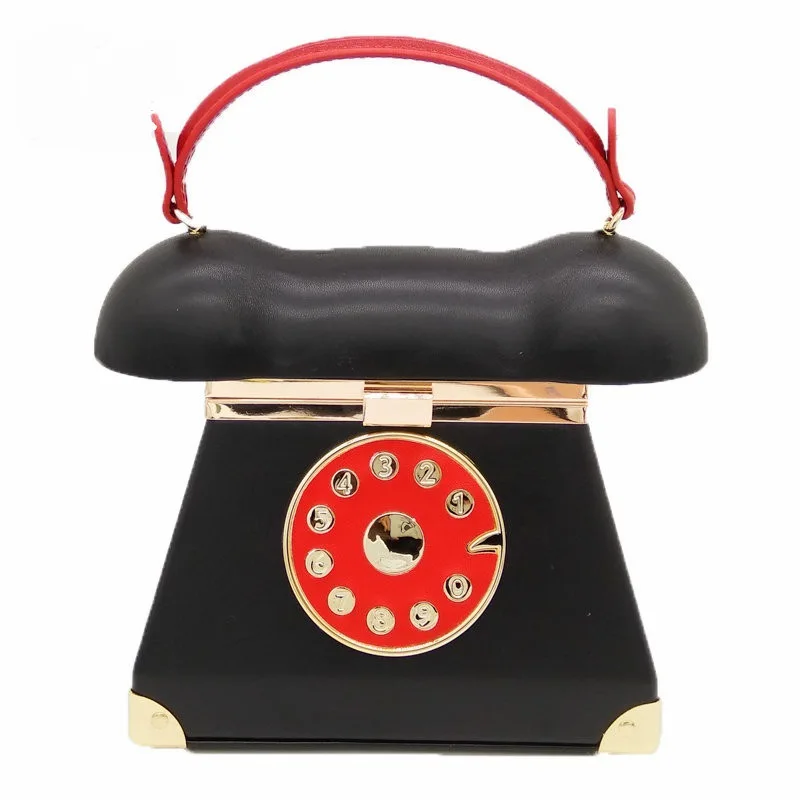 Custom PU Telephone Vintage Phone Clutch Handbag Evening Party Bag