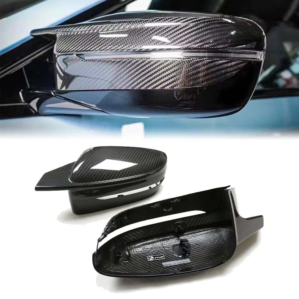 M Style 3/4/5/6/7/8 Series Dry Carbon Fiber Hosing Side Mirror Caps Horn Covers Stick on for BMW