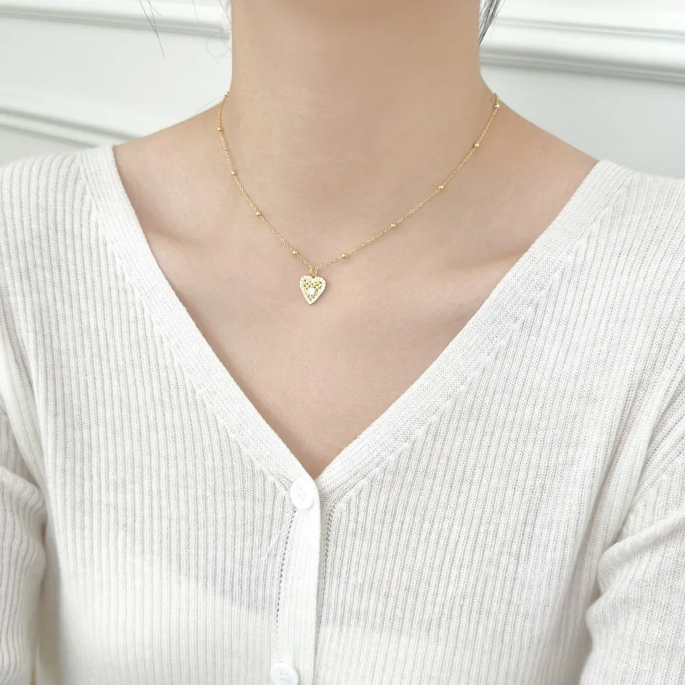 KAKODIY exquisite fashion jewelry rhodium 18K gold plated 925 Sterling Silver bead chain 5A zirconia love pendant necklace gift detail 9