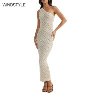 Women's Sexy Cutout Knit Dress Lace Decoration Long Blouse Featuring Embroidery Casual Style Viscose Material Light Weight Order