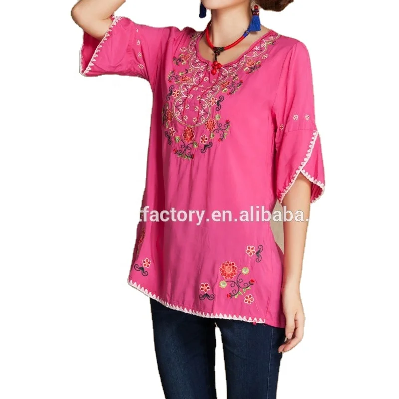 México-blusa Hippie Con Bordado Floral Para Mujer,Blusa De Algodón Suave  Para Verano,Stb-0449 - Buy Mexica Ropa De Mujer,Bordado Floral Blusa  Boho,Señoras Tops Product on 