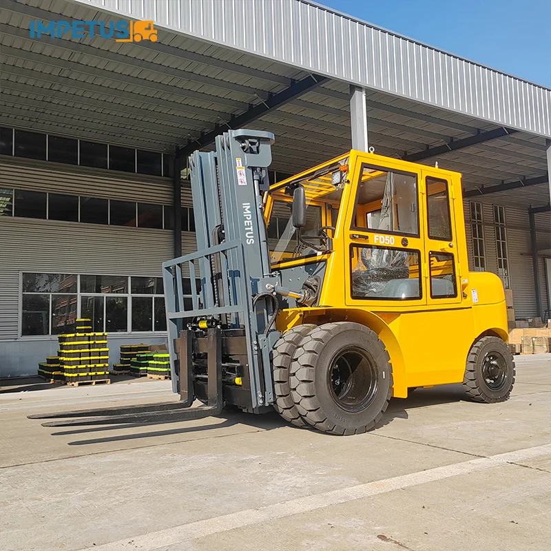 IMPETUS China New Forklift 4 Ton 6 Ton 7ton 5 Ton Diesel ForkLift with Front Double Wheel 3m-6m Lift Height
